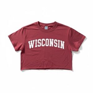 Gildan Burgundy Wisconsin Crop Top